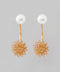 Pearl x Pom Pom Flower Back-Catch Earrings