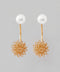 Pearl x Pom Pom Flower Back-Catch Earrings