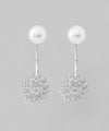 Pearl x Pom Pom Flower Back-Catch Earrings