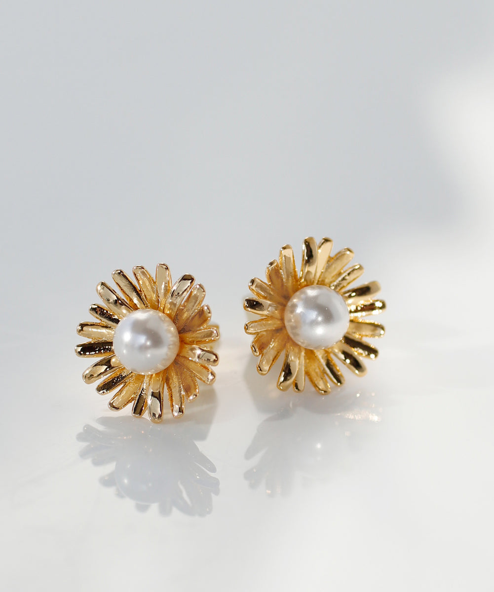 mimi33】パールフラワーピアス[Sheerchic]｜アネモネ