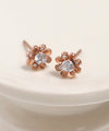 【ステンレス】ビジュー×ミニフラワーピアス