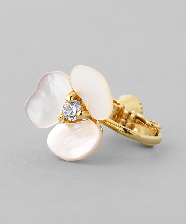 ビジュー×シェルフラワーイヤリング