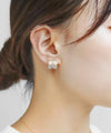 ビジュー×シェルフラワーピアス