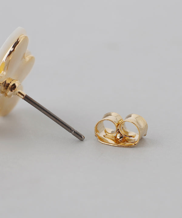 ビジュー×シェルフラワーピアス