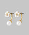 Flower x Pearl 2-Way Back-Catch Earrings