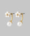 Flower x Pearl 2-Way Back-Catch Earrings