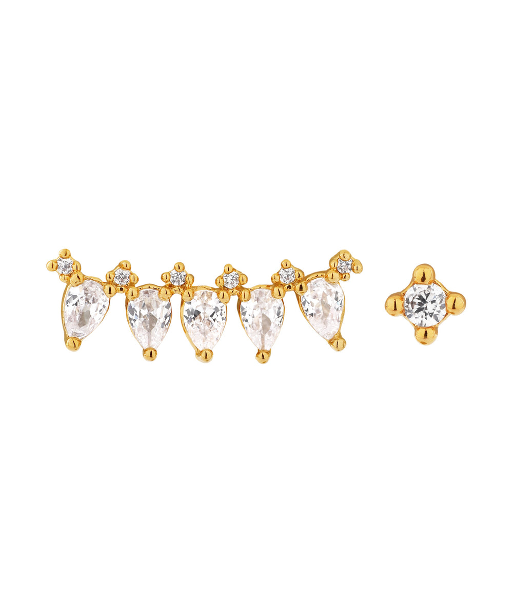 mimi33】ビジューアシメピアス[Sheerchic]｜アネモネ・シエナロゼ