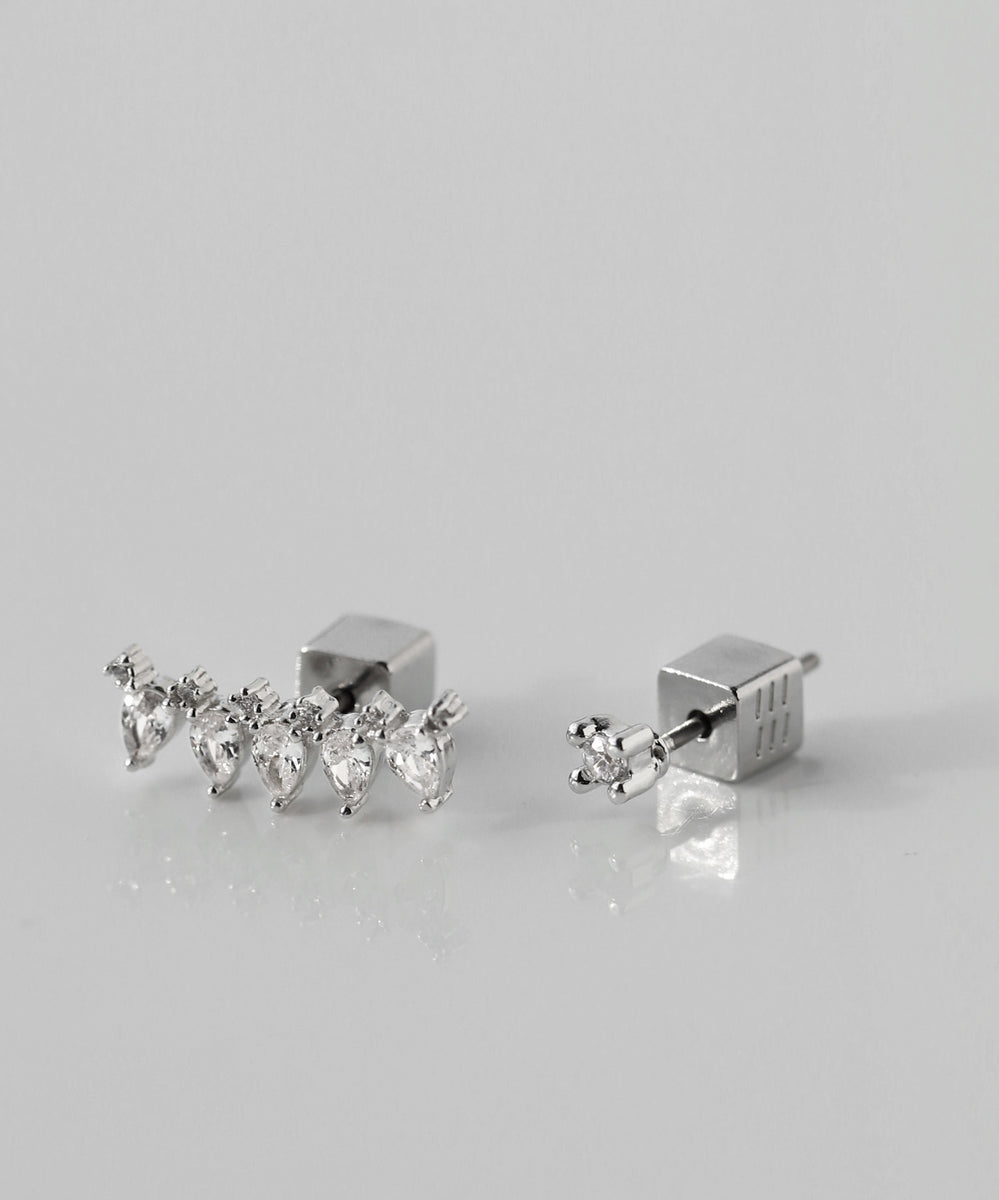 mimi33】ビジューアシメピアス[Sheerchic]｜アネモネ・シエナロゼ