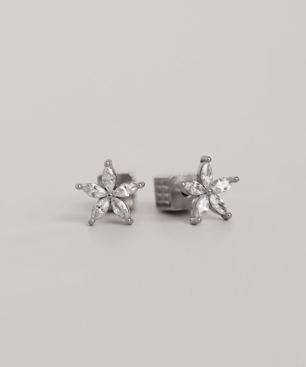 mimi33】ビジューフラワーピアス[ステンレス][Sheerchic]｜アネモネ
