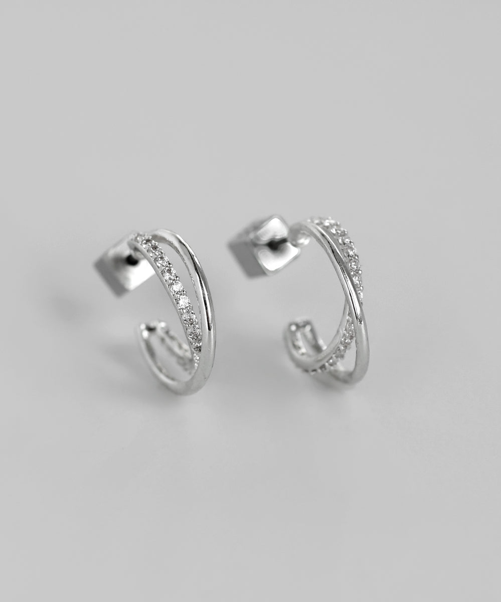 mimi33】ビジュー×クロスラインフープピアス[Sheerchic]｜SANPO ONLINE