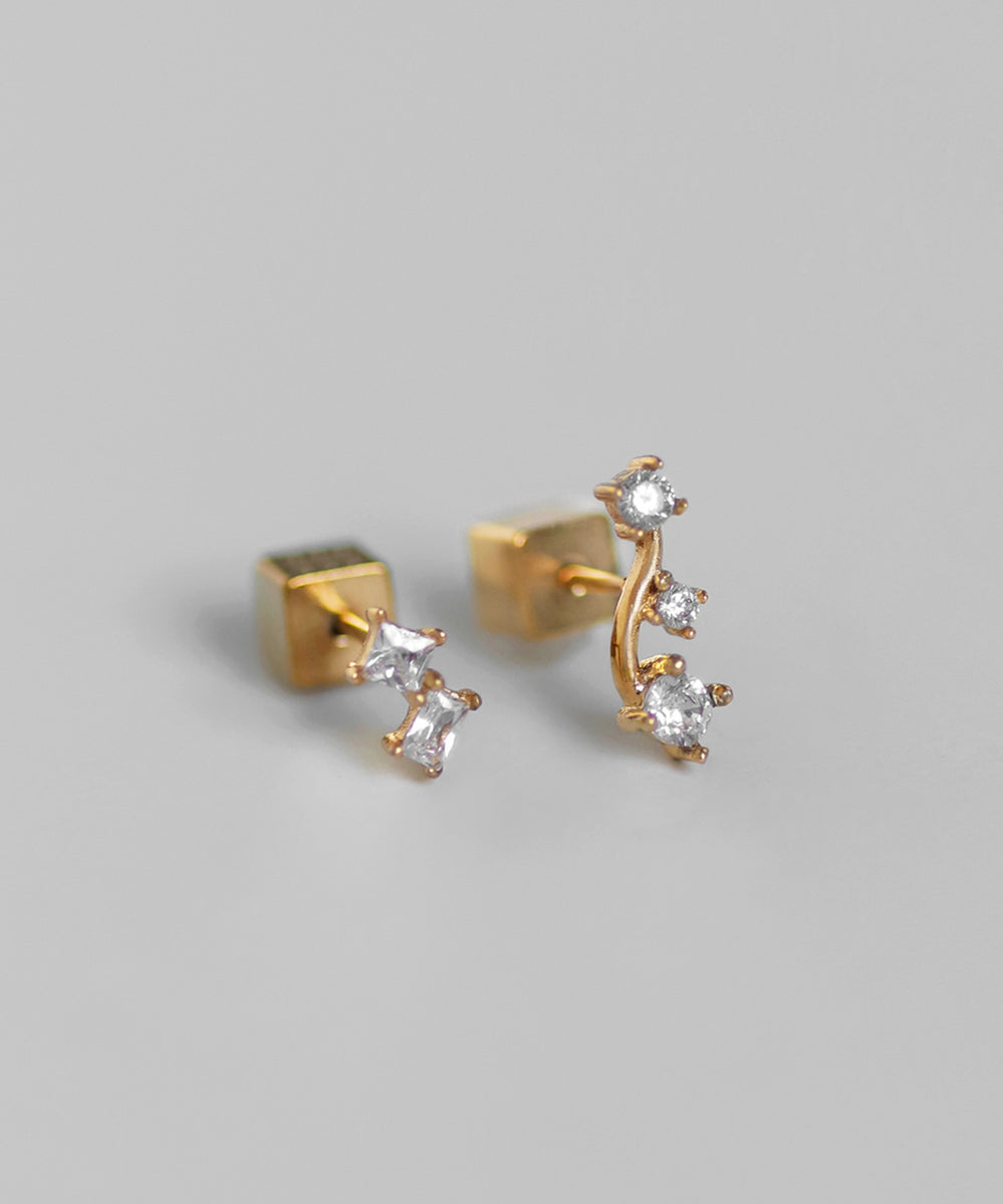 mimi33】ビジューアシメピアス[サージカルステンレス][Sheerchic