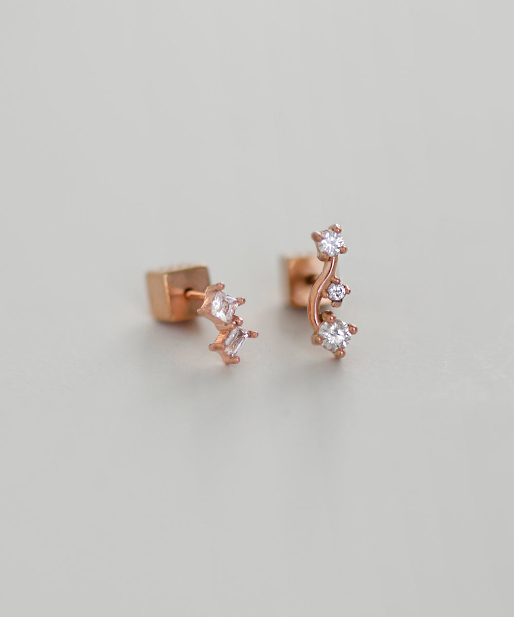 mimi33】ビジューアシメピアス[サージカルステンレス][Sheerchic