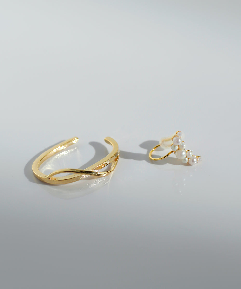 mimi33】メタルイヤーカフ×パールトラカフ[Sheerchic]｜SANPO