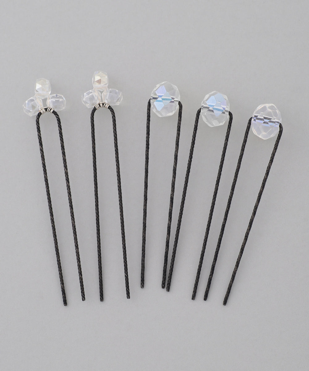 ANEMONE】オーロラガラスU字ピン［5本セット］｜アネモネ・シエナロゼ