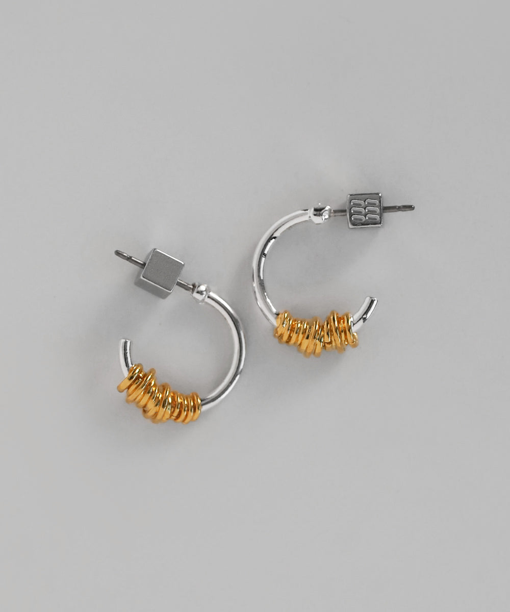 mimi33】コンビカラーコイルデザインフープピアス[Sheerchic