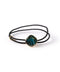 A square hair tie with a shiny shell inside