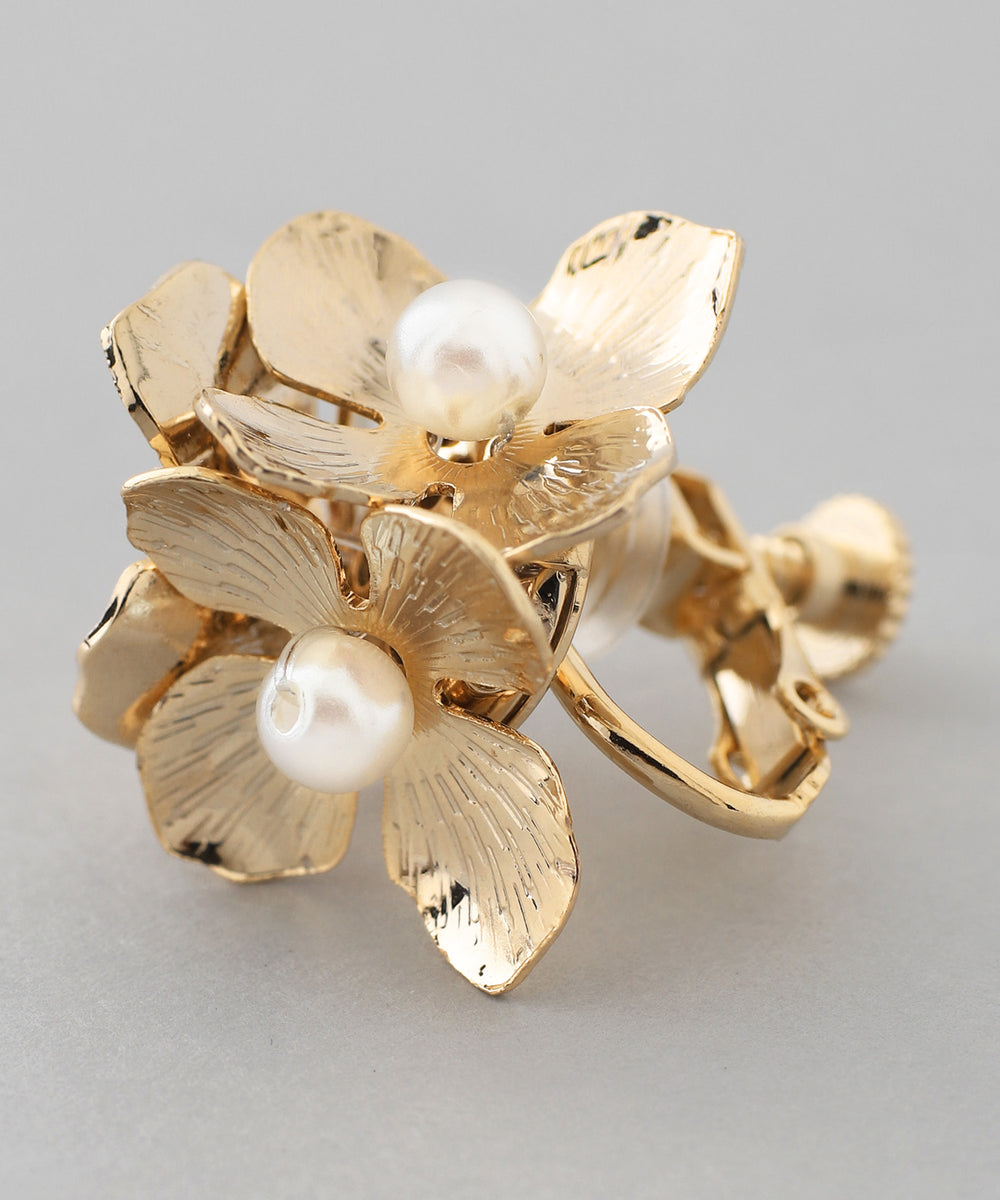 アクセサリー Anemone ANEMONE】パール×メタルフラワーイヤリング｜アネモネ