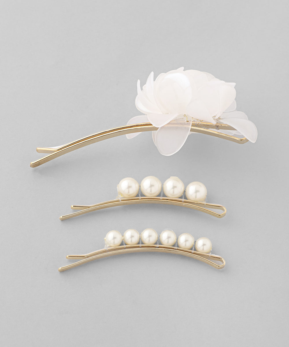 ANEMONE】パール×フラワーヘアピン[3本セット][Hanayome]｜SANPO