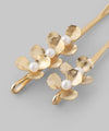 Pearl x Metal Flower Hairpins (Set of 3)