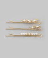Pearl x Metal Flower Hairpins (Set of 3)