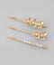Pearl x Metal Flower Hairpins (Set of 3)