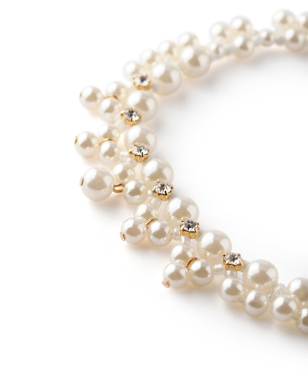 K14 パールネックレス 編み上げ　約38cm 30g ANEMONE】レース編み風パールネックレス｜SANPO ONLINE(サンポー