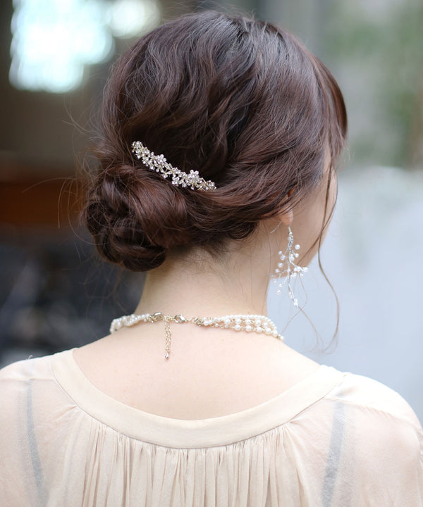 パールとビジューのフラワーガーデンコーム