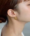 【ステンレス】メタルフープ×パールバックキャッチピアス