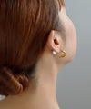【ステンレス】メタルフープ×パールバックキャッチピアス
