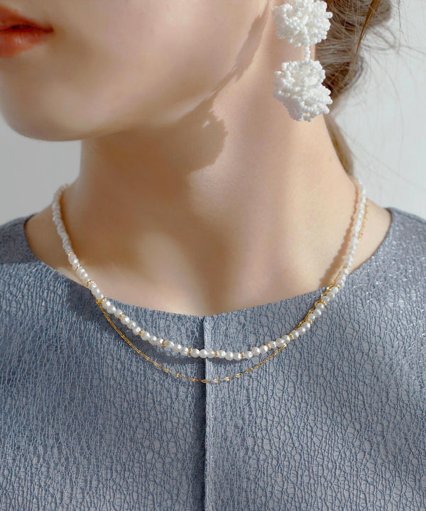 メタルポイントパールネックレス