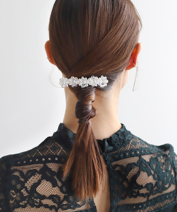 ビーズフラワーバレッタ