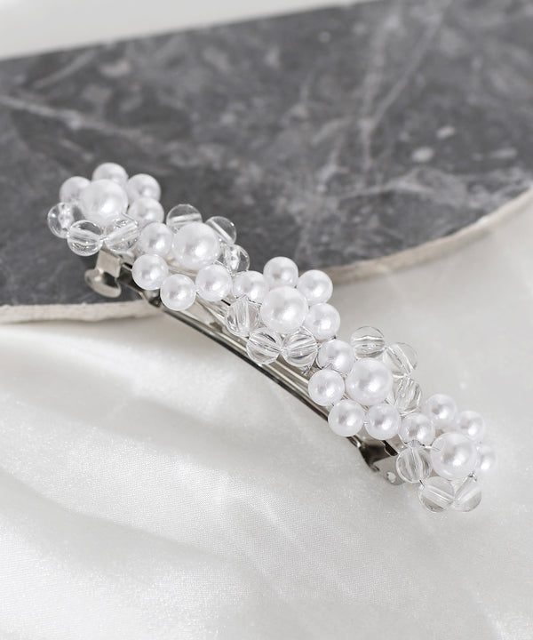 ビーズフラワーバレッタ