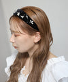Pearl flower x jeweled velvet headband
