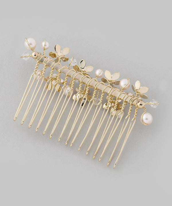 パール×メタルフラワーコーム
