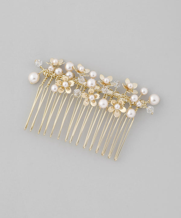 パール×メタルフラワーコーム