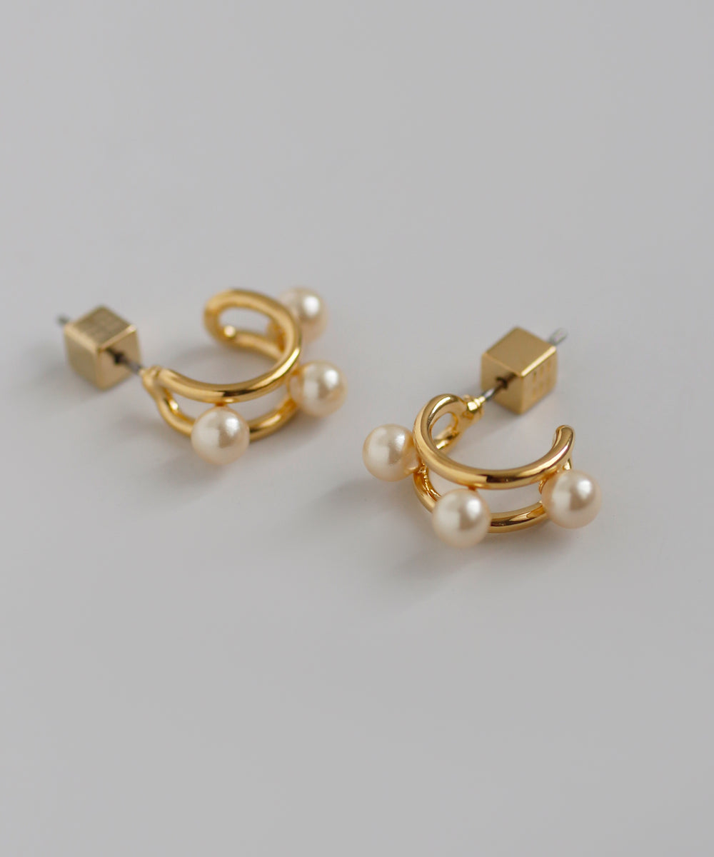 mimi33】パールフープピアス[Sheerchic]｜アネモネ・シエナロゼ