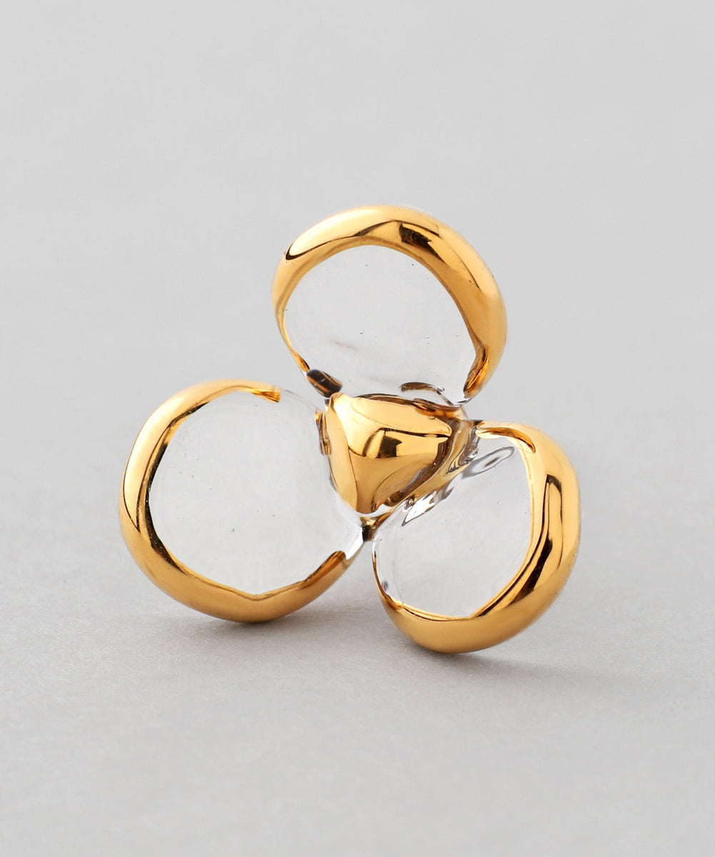 mimi33】ガラス×ゴールドフレームフラワーピアス[Ownideal]｜アネモネ