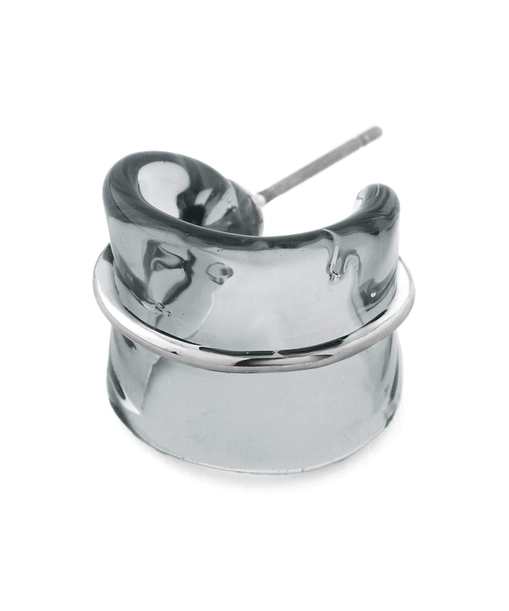 mimi33】プラチナラインガラスフープピアス[Ownideal]｜アネモネ