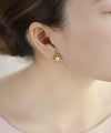 【ステンレス】ストーン×メタルフラワーピアス