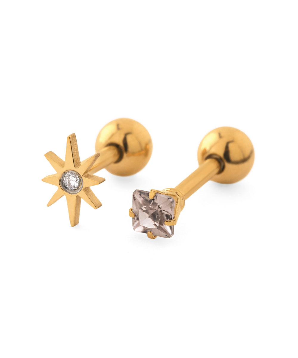 mimi33】スター×ビジューナンコツピアス[ステンレス][Sheerchic