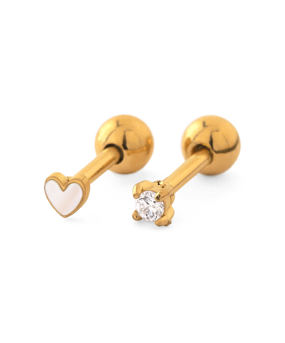 mimi33】ハート×ビジューナンコツピアス[ステンレス][Sheerchic