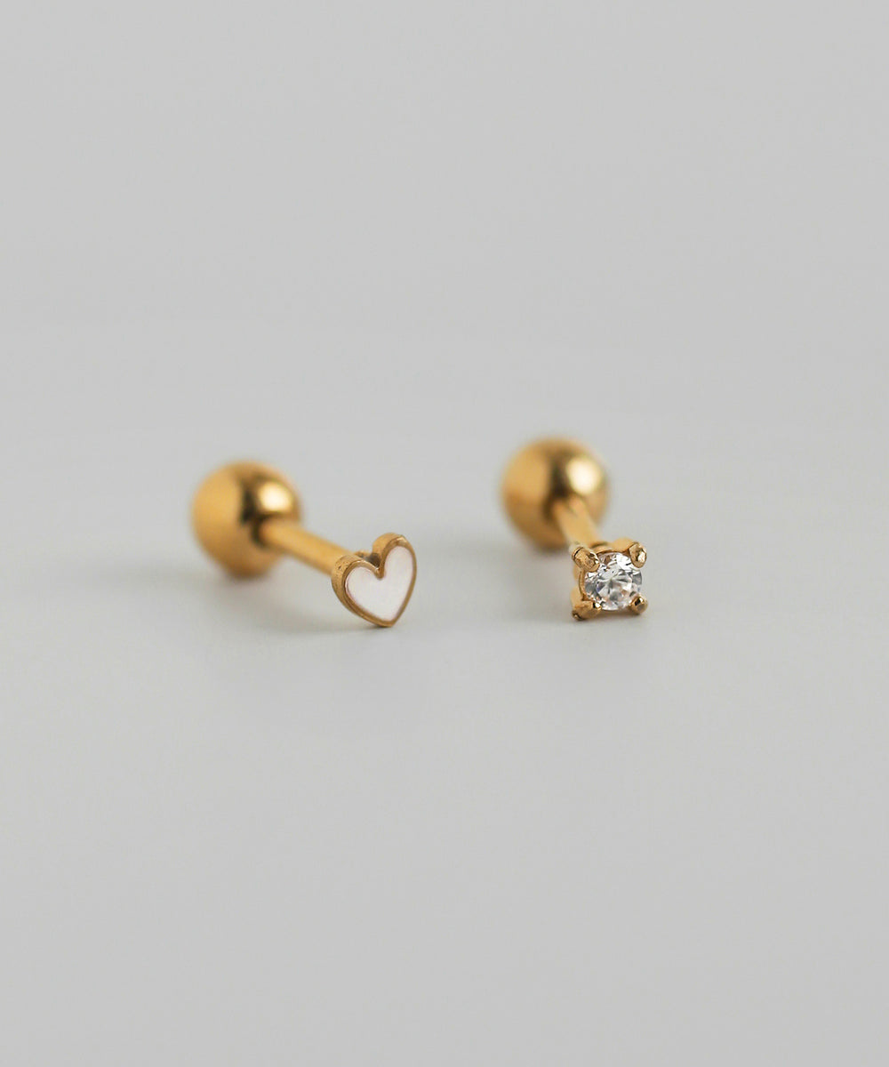 mimi33】ハート×ビジューナンコツピアス[ステンレス][Sheerchic