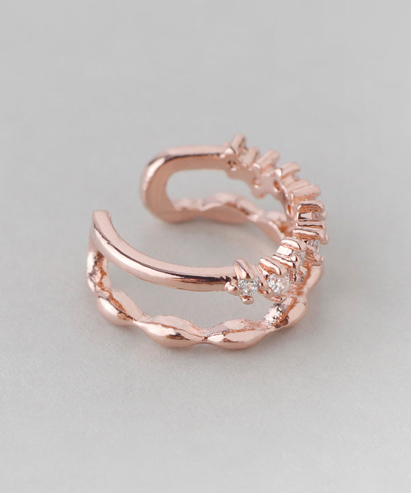 ビジュー×メタル2連風イヤーカフ