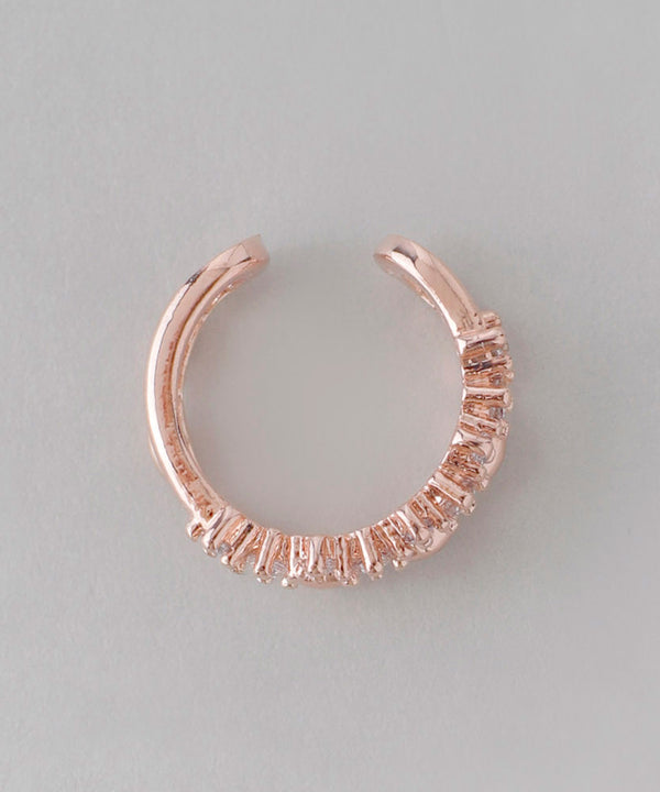 ビジュー×メタル2連風イヤーカフ