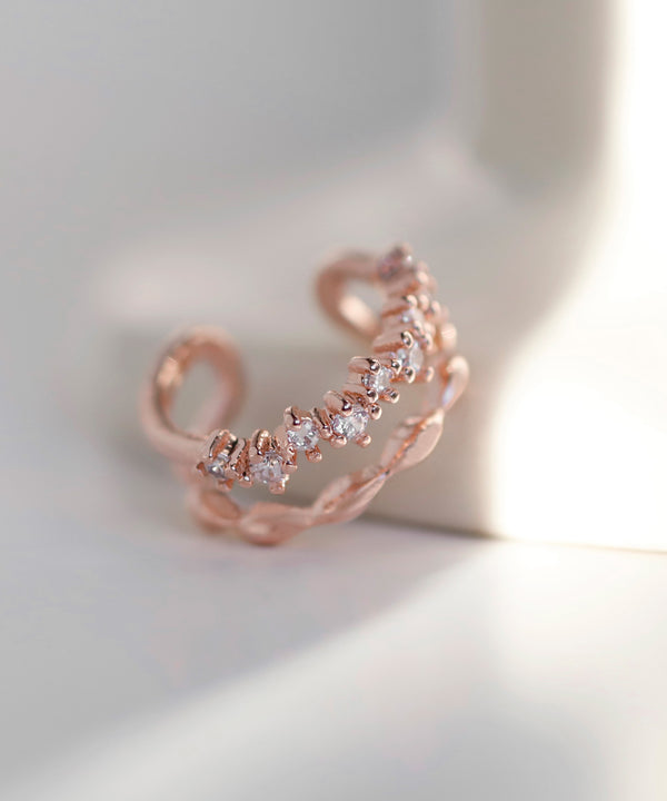 ビジュー×メタル2連風イヤーカフ