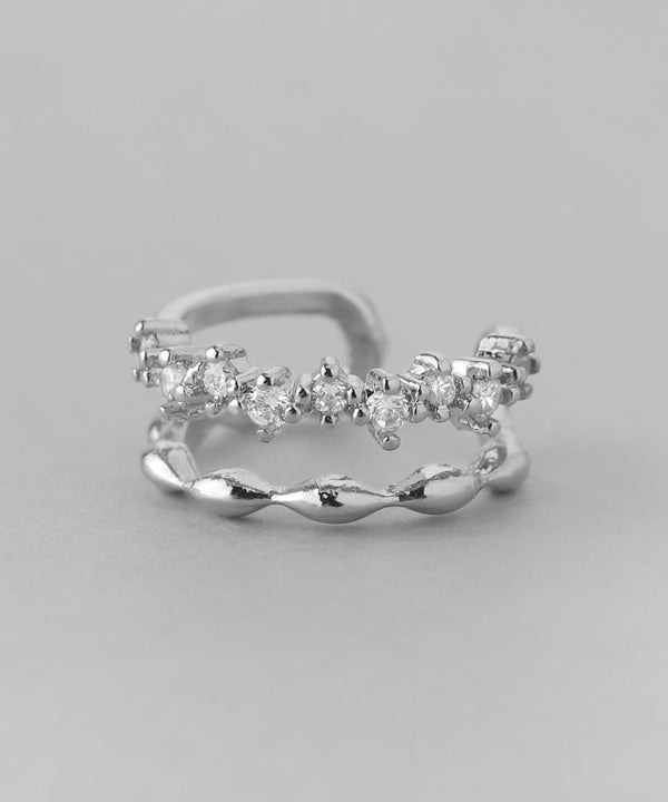 ビジュー×メタル2連風イヤーカフ