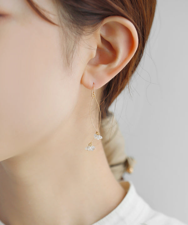 ビーズ×メタルラインピアス