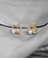 パール×ビジューハートピアス