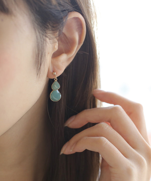 つやつやダブルプレートのピアス