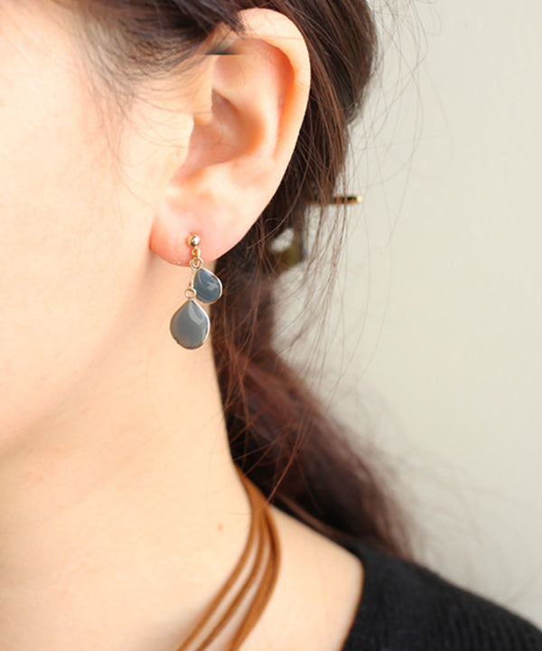 つやつやダブルプレートのピアス